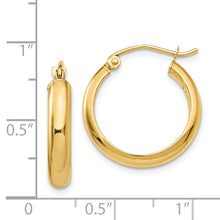 3.75mm x 20mm Polished 14k Yellow Gold Domed Round Tube Hoop Earrings