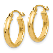 2.75mm x 15mm Polished 14k Yellow Gold Domed Round Tube Hoop Earrings