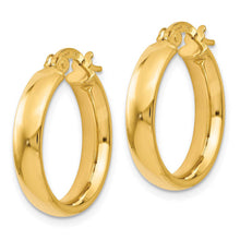 4mm x 19mm (3/4 Inch) Polished 14k Yellow Gold Domed Round Tube Hoops