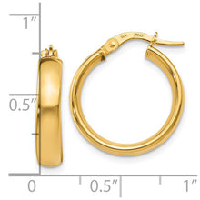 4mm x 19mm (3/4 Inch) Polished 14k Yellow Gold Domed Round Tube Hoops