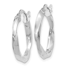 14k White Gold Polished Twisted Round Hoop Earrings, 20mm (3/4 Inch)