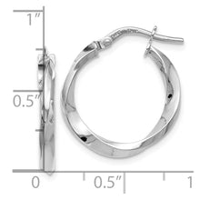14k White Gold Polished Twisted Round Hoop Earrings, 20mm (3/4 Inch)