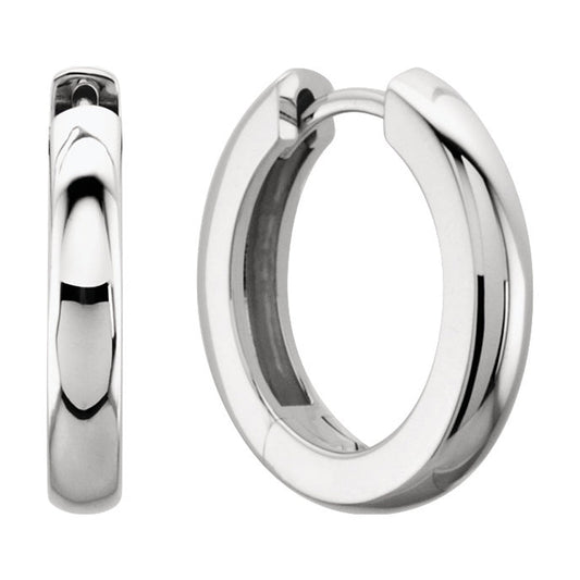 3 x 14mm (1/8 x 9/16 Inch) 14k White Gold Hinged Round Hoop Earrings