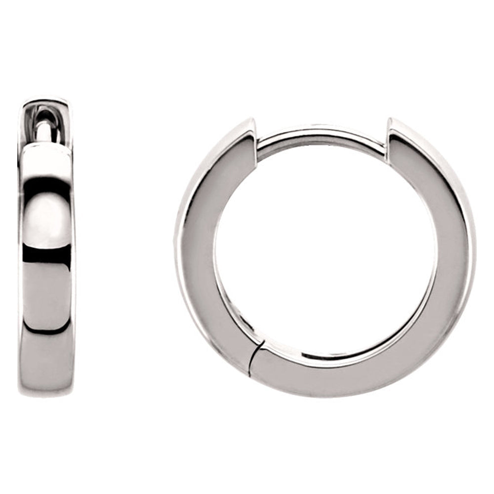 3 x 14mm (1/8 x 9/16 Inch) 14k White Gold Hinged Round Hoop Earrings