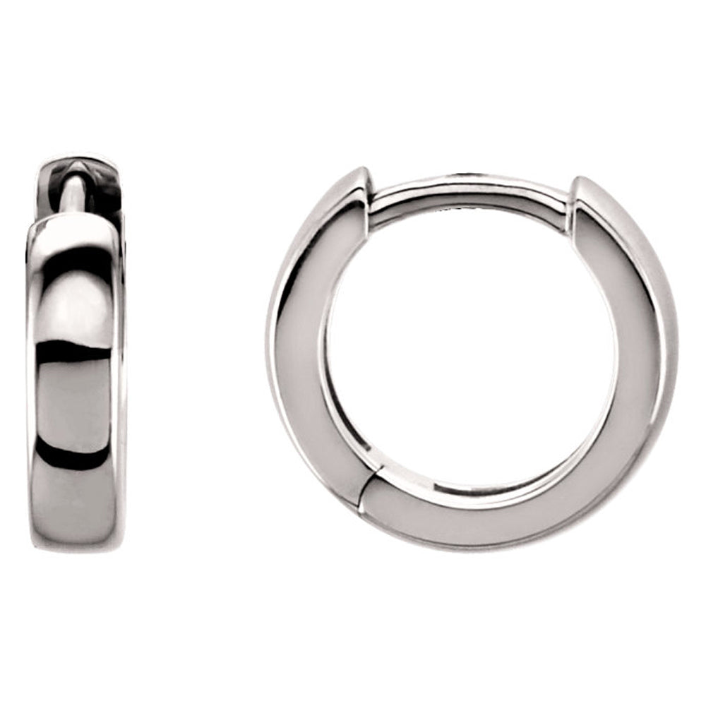3 x 14mm (1/8 x 9/16 Inch) Platinum Hinged Round Hoop Earrings