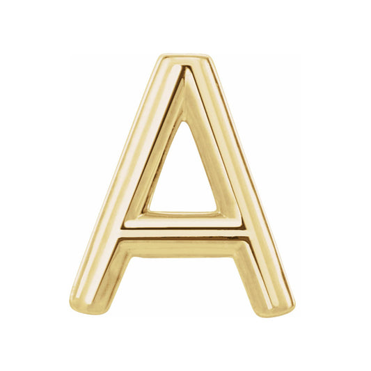 Single, 14k Yellow Gold Initial A-Z Post Earring, 8mm
