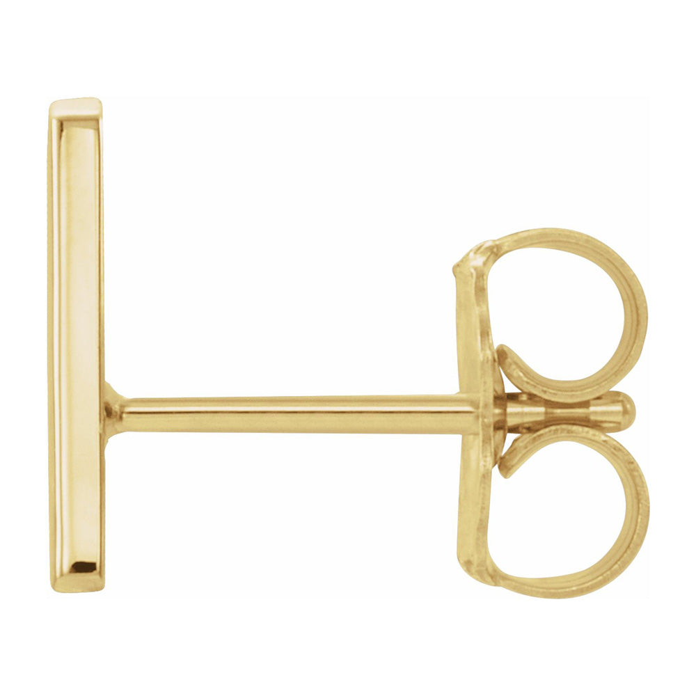 Single, 14k Yellow Gold Initial A-Z Post Earring, 8mm