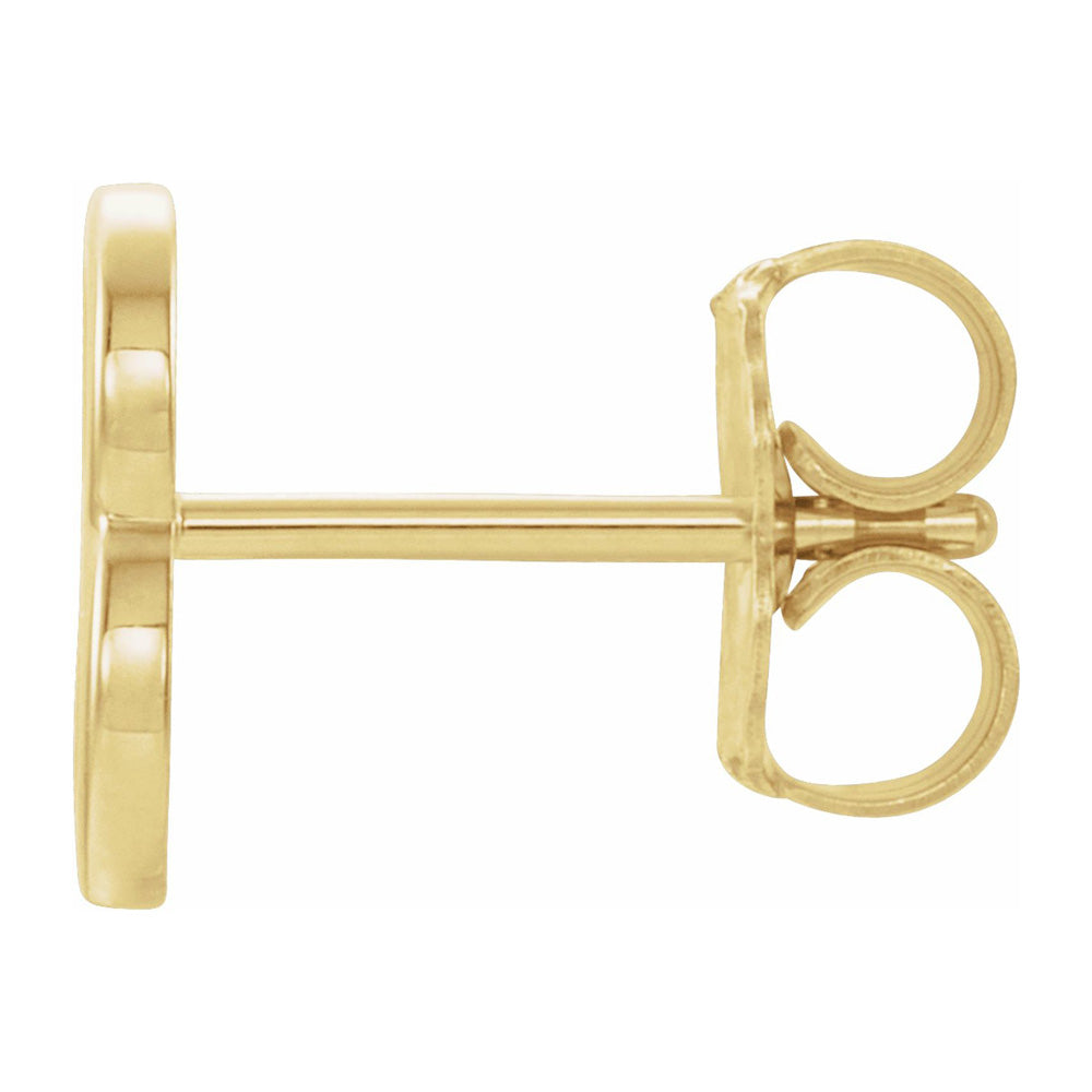 Single, 14k Yellow Gold Initial A-Z Post Earring, 8mm