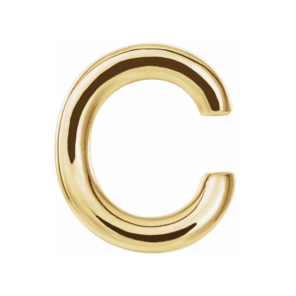 Single, 14k Yellow Gold Initial A-Z Post Earring, 8mm