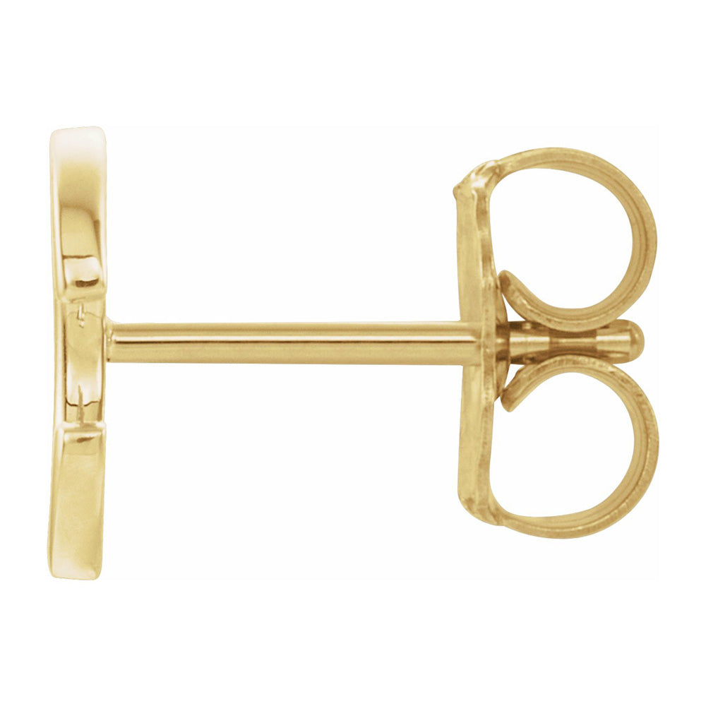 Single, 14k Yellow Gold Initial A-Z Post Earring, 8mm