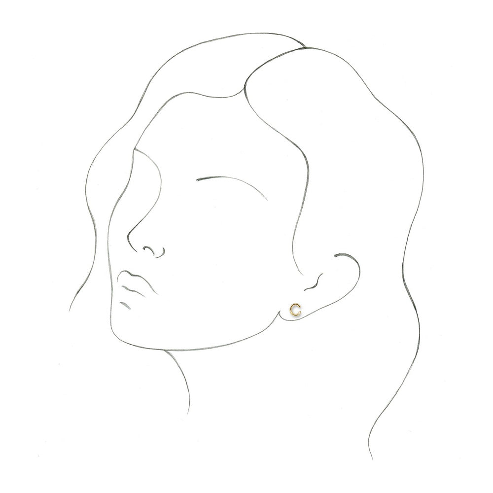 Single, 14k Yellow Gold Initial A-Z Post Earring, 8mm