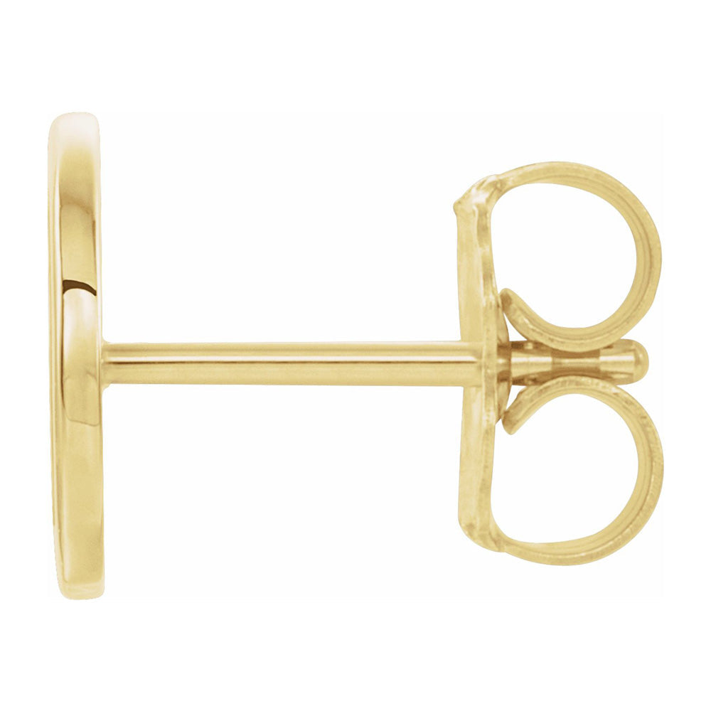 Single, 14k Yellow Gold Initial A-Z Post Earring, 8mm