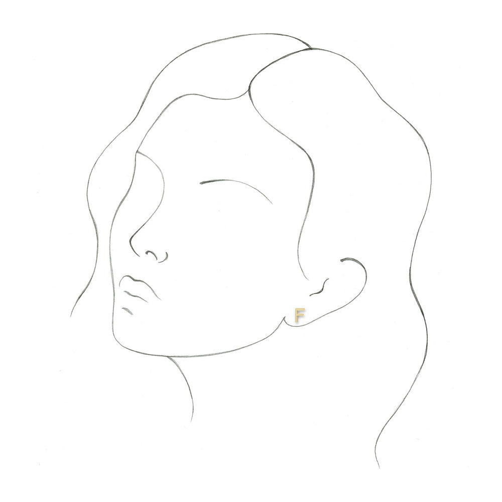 Single, 14k Yellow Gold Initial A-Z Post Earring, 8mm