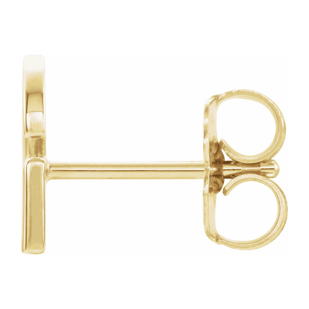 Single, 14k Yellow Gold Initial A-Z Post Earring, 8mm