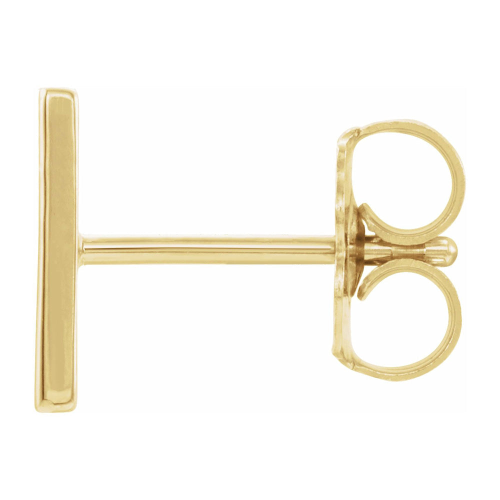 Single, 14k Yellow Gold Initial A-Z Post Earring, 8mm