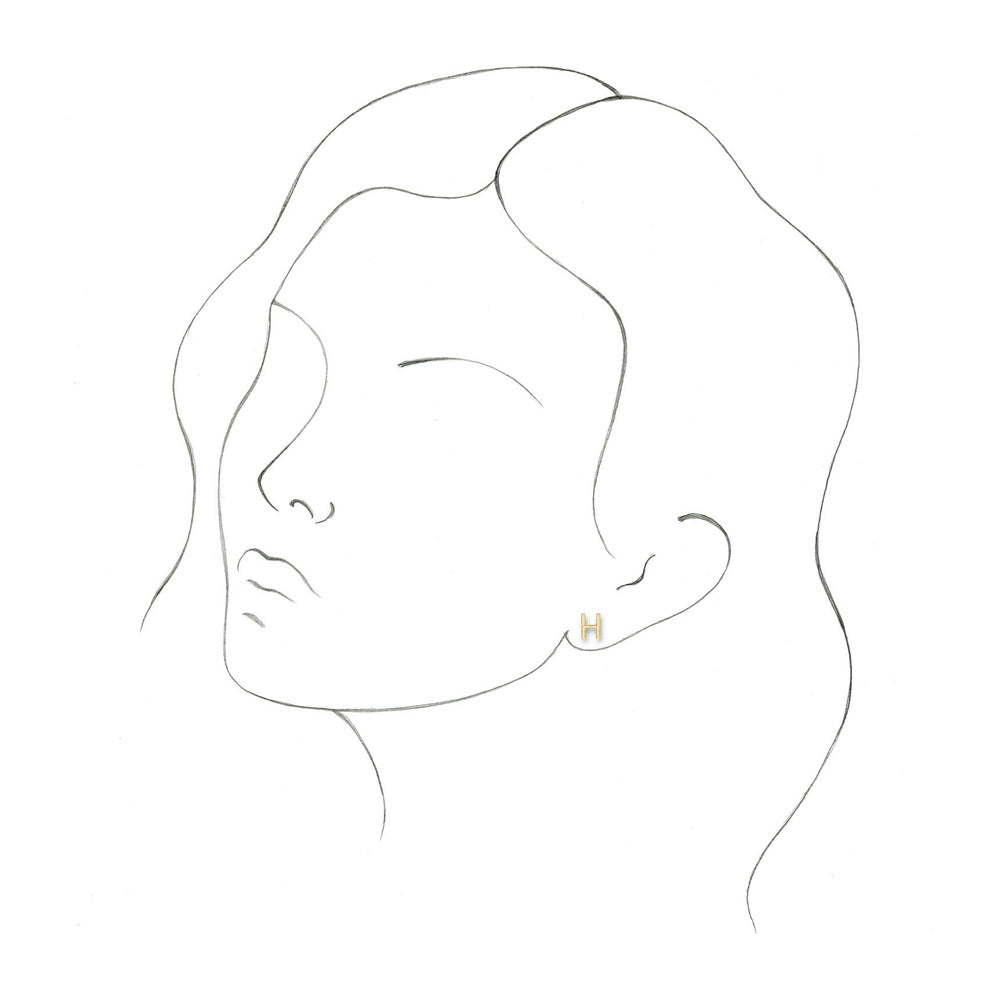 Single, 14k Yellow Gold Initial A-Z Post Earring, 8mm