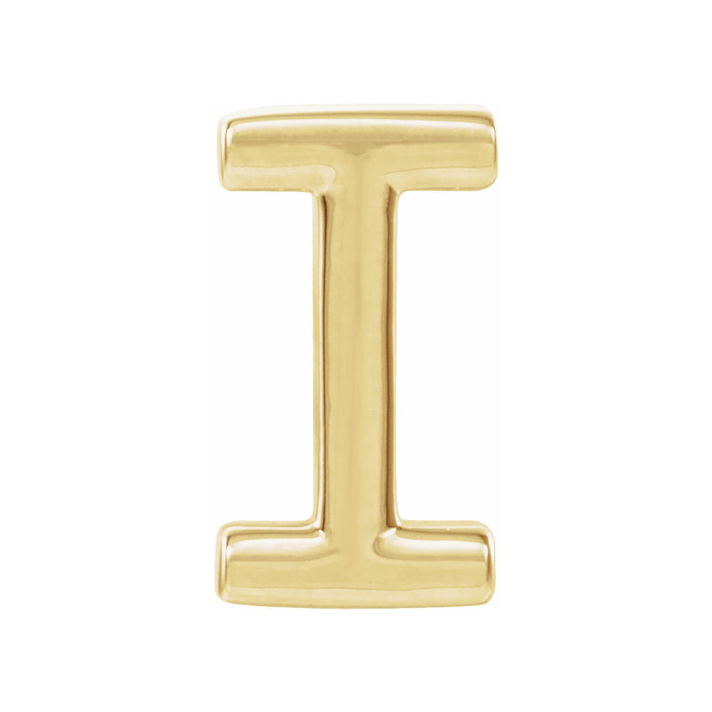Single, 14k Yellow Gold Initial A-Z Post Earring, 8mm