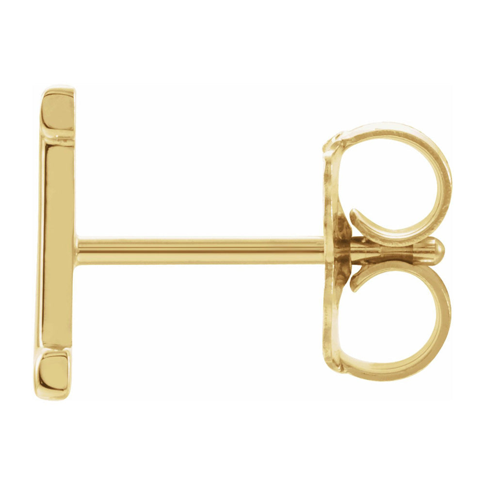 Single, 14k Yellow Gold Initial A-Z Post Earring, 8mm