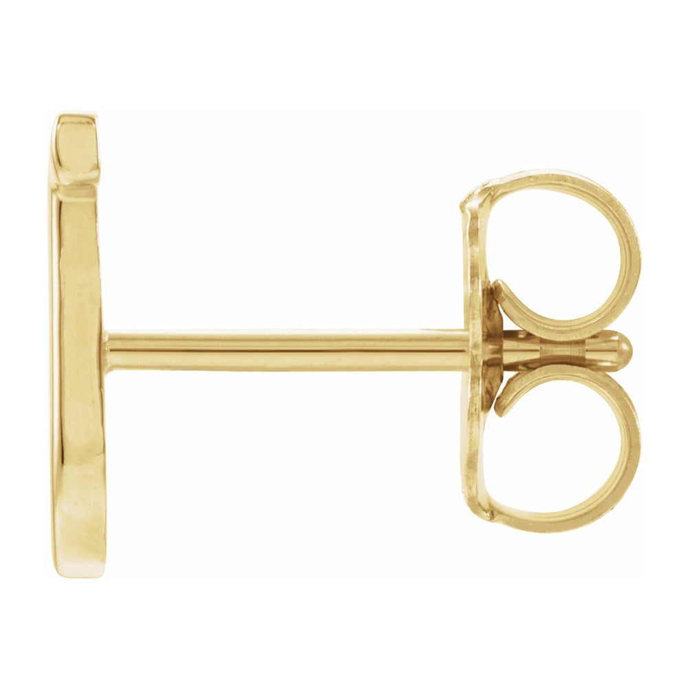 Single, 14k Yellow Gold Initial A-Z Post Earring, 8mm