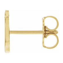 Single, 14k Yellow Gold Initial A-Z Post Earring, 8mm