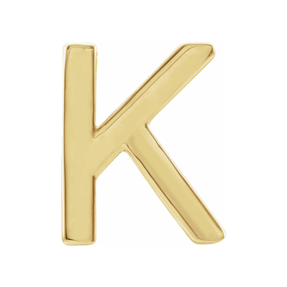 Single, 14k Yellow Gold Initial A-Z Post Earring, 8mm