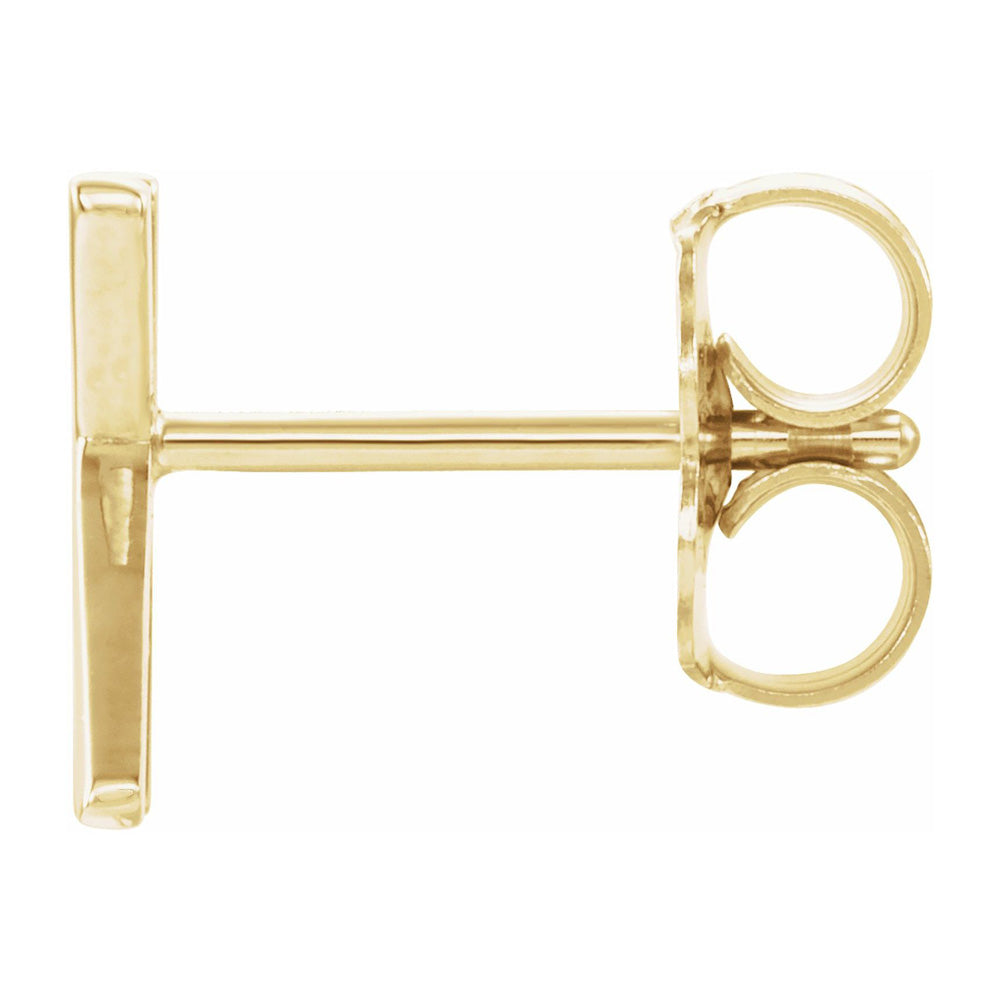 Single, 14k Yellow Gold Initial A-Z Post Earring, 8mm