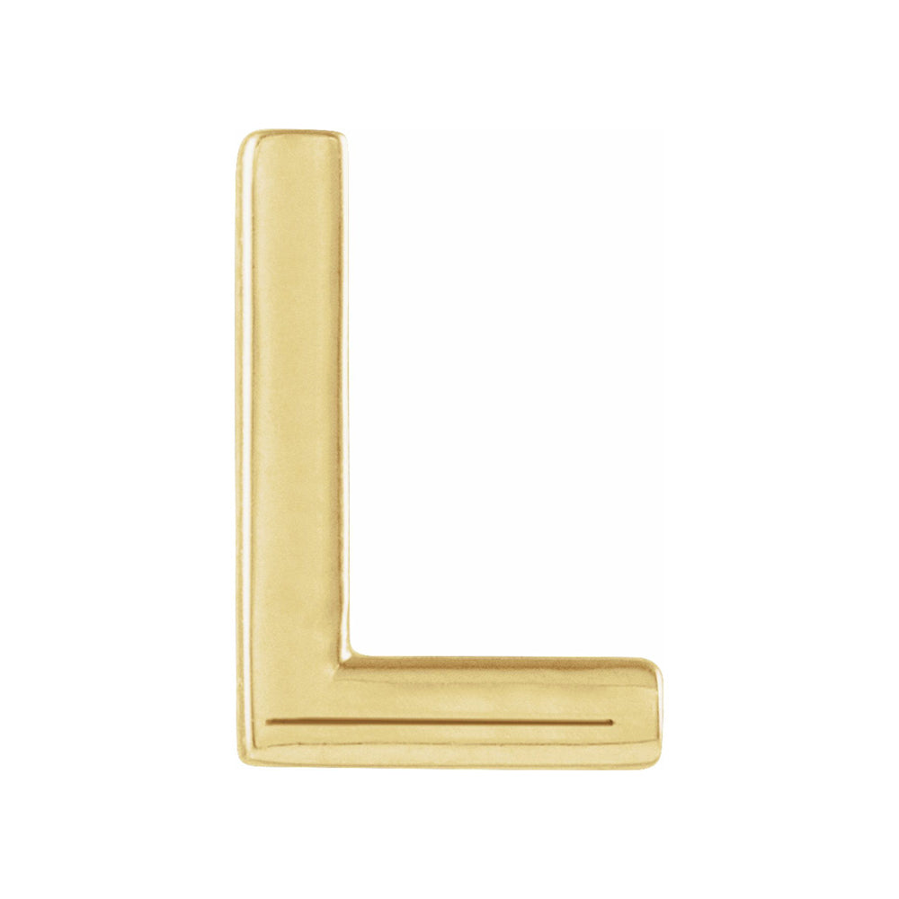 Single, 14k Yellow Gold Initial A-Z Post Earring, 8mm