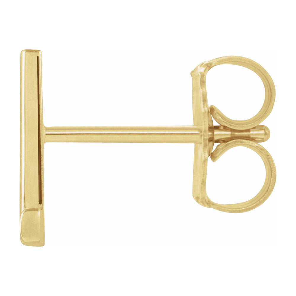 Single, 14k Yellow Gold Initial A-Z Post Earring, 8mm