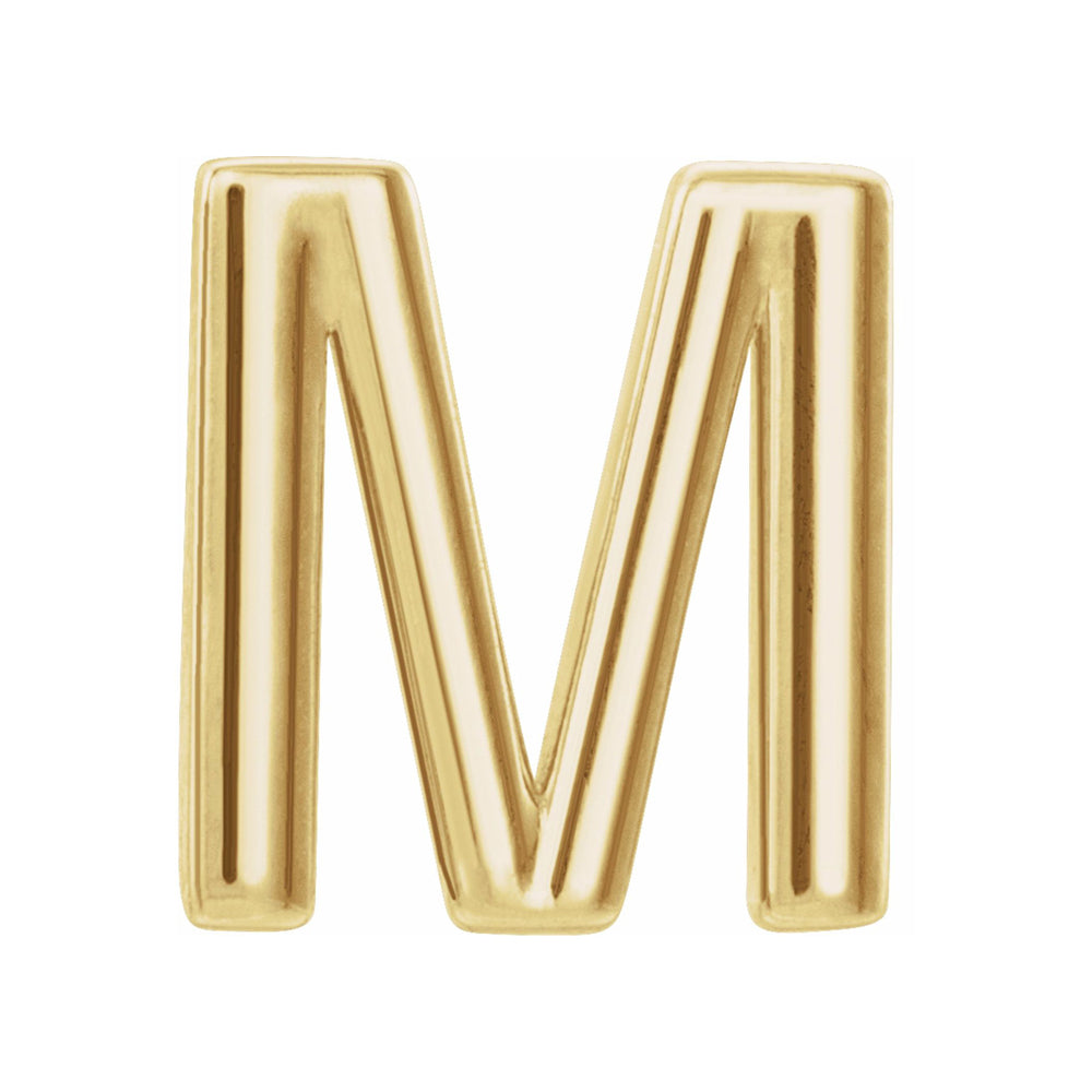 Single, 14k Yellow Gold Initial A-Z Post Earring, 8mm