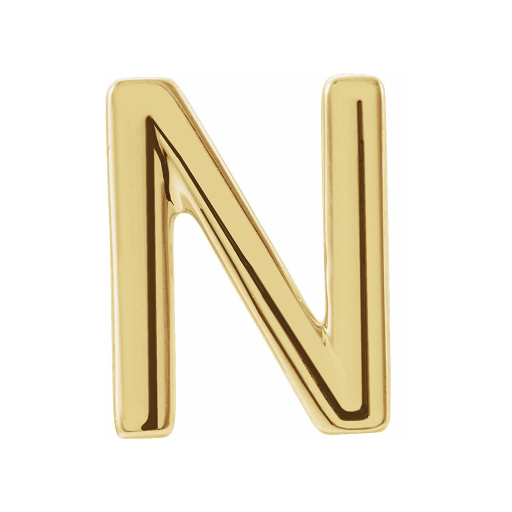 Single, 14k Yellow Gold Initial A-Z Post Earring, 8mm