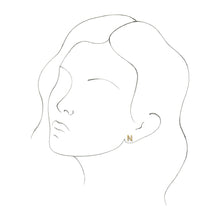 Single, 14k Yellow Gold Initial A-Z Post Earring, 8mm