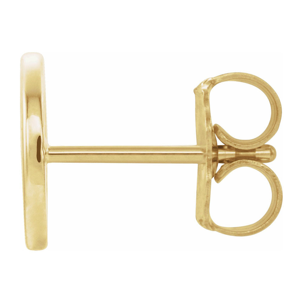 Single, 14k Yellow Gold Initial A-Z Post Earring, 8mm