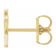 Single, 14k Yellow Gold Initial A-Z Post Earring, 8mm