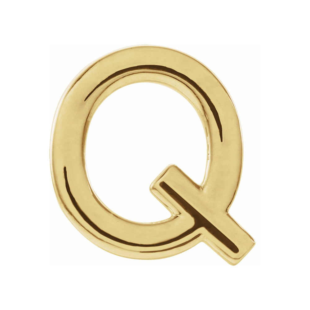 Single, 14k Yellow Gold Initial A-Z Post Earring, 8mm