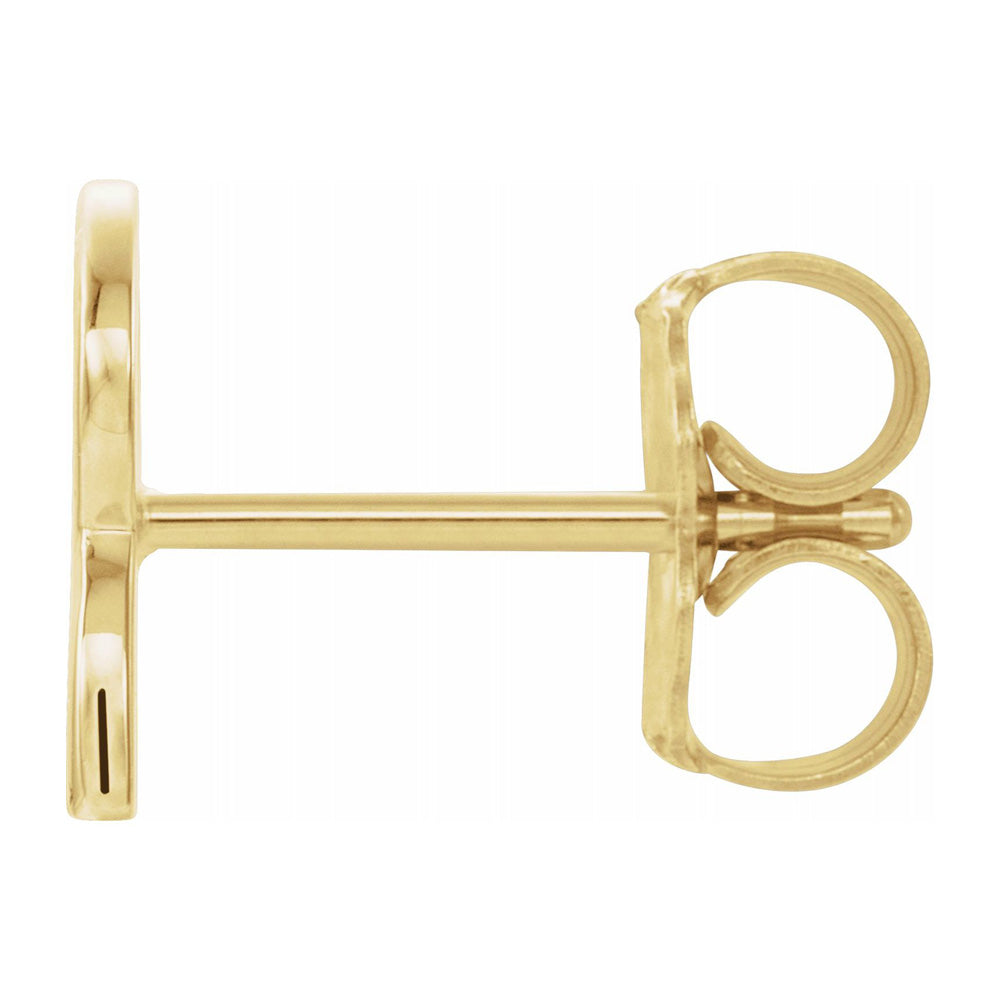 Single, 14k Yellow Gold Initial A-Z Post Earring, 8mm
