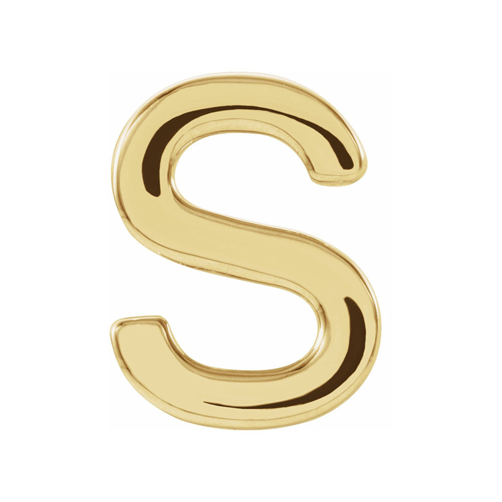 Single, 14k Yellow Gold Initial A-Z Post Earring, 8mm