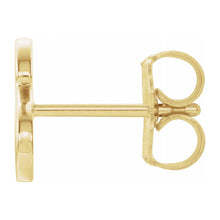 Single, 14k Yellow Gold Initial A-Z Post Earring, 8mm
