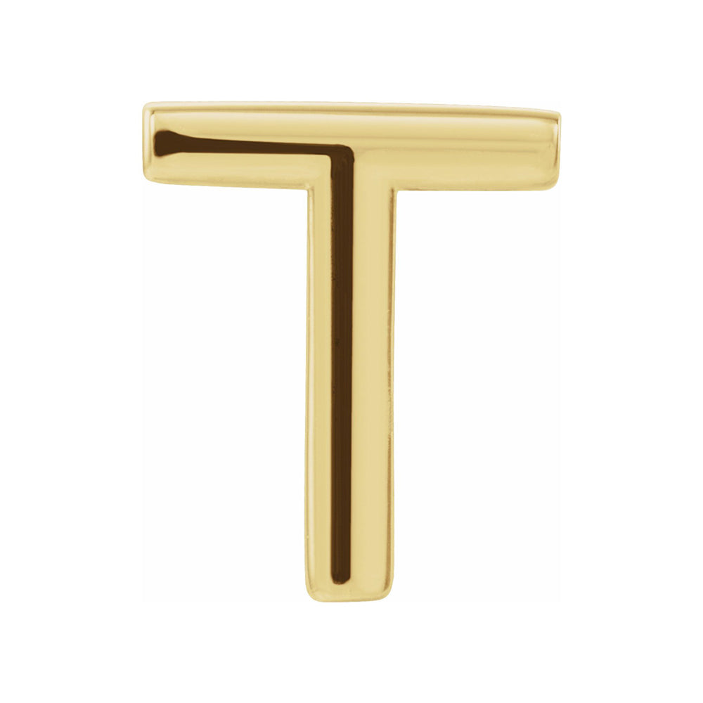 Single, 14k Yellow Gold Initial A-Z Post Earring, 8mm