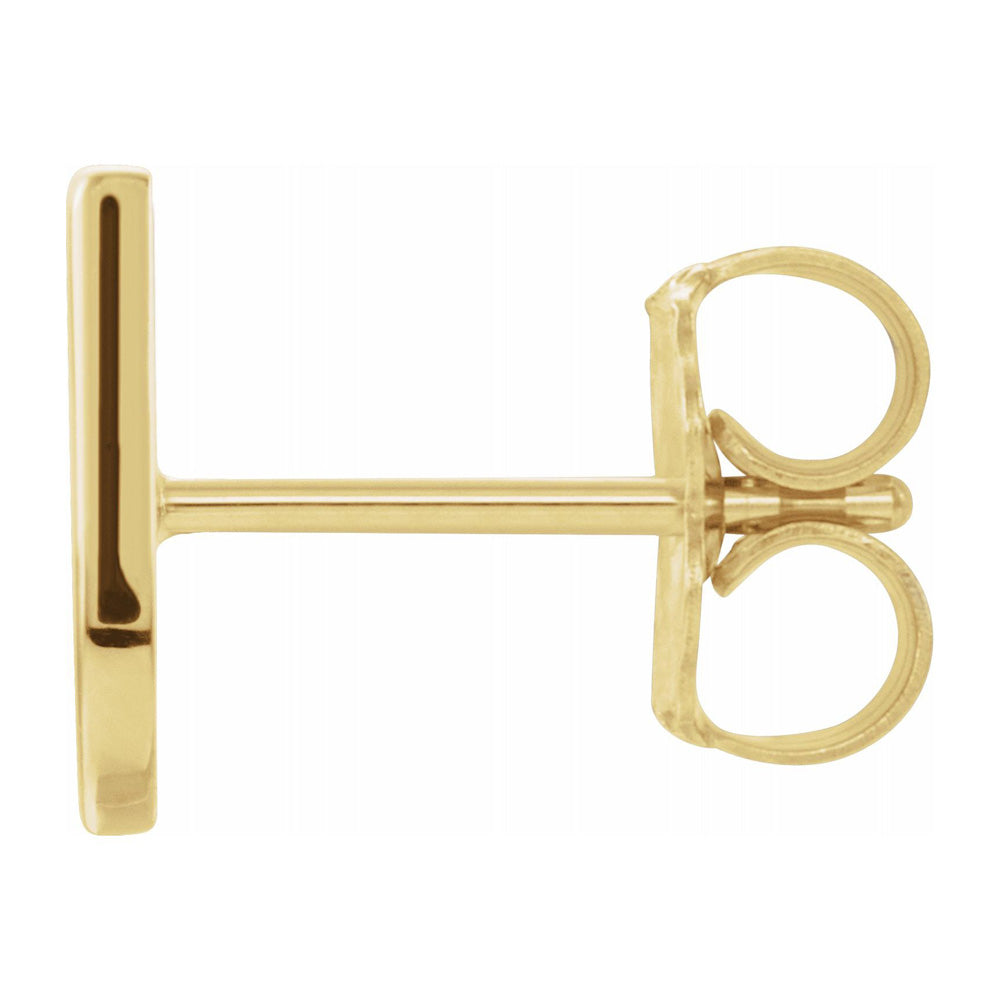 Single, 14k Yellow Gold Initial A-Z Post Earring, 8mm