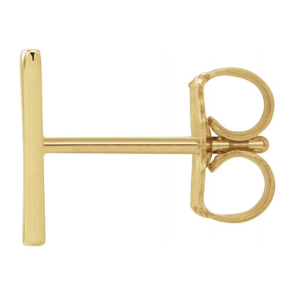 Single, 14k Yellow Gold Initial A-Z Post Earring, 8mm