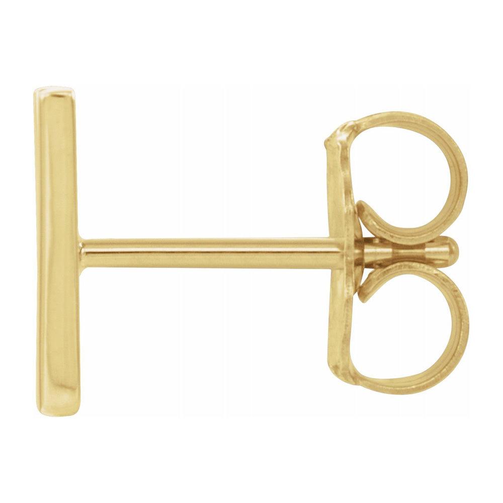 Single, 14k Yellow Gold Initial A-Z Post Earring, 8mm