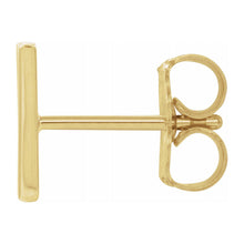 Single, 14k Yellow Gold Initial A-Z Post Earring, 8mm