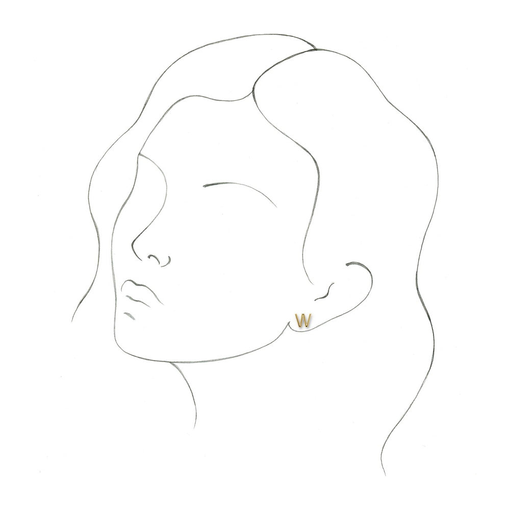Single, 14k Yellow Gold Initial A-Z Post Earring, 8mm