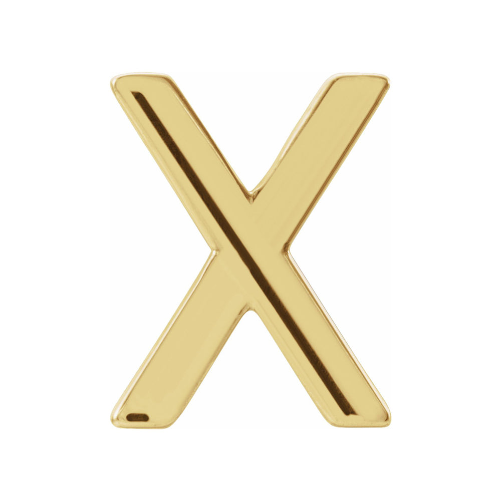 Single, 14k Yellow Gold Initial A-Z Post Earring, 8mm