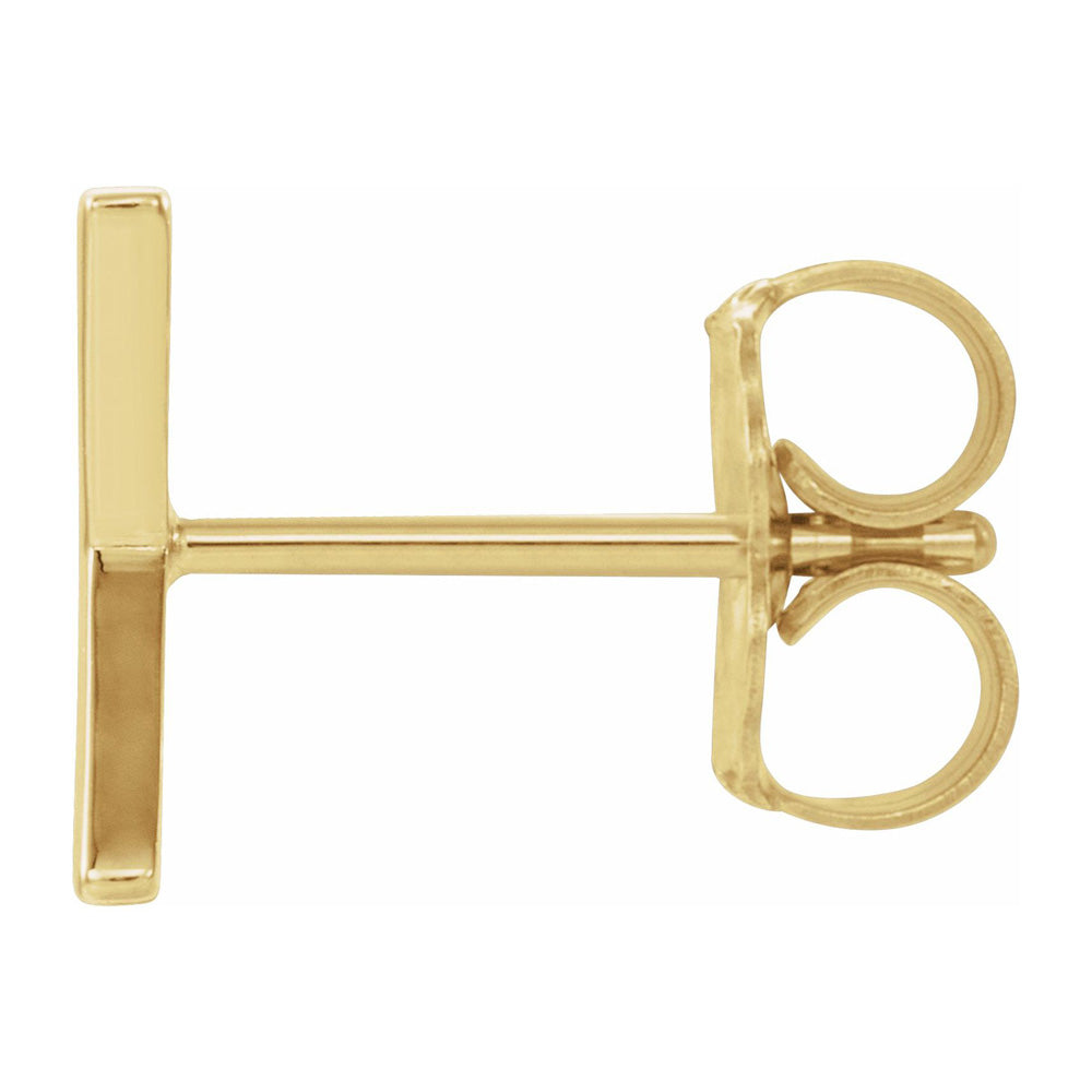 Single, 14k Yellow Gold Initial A-Z Post Earring, 8mm