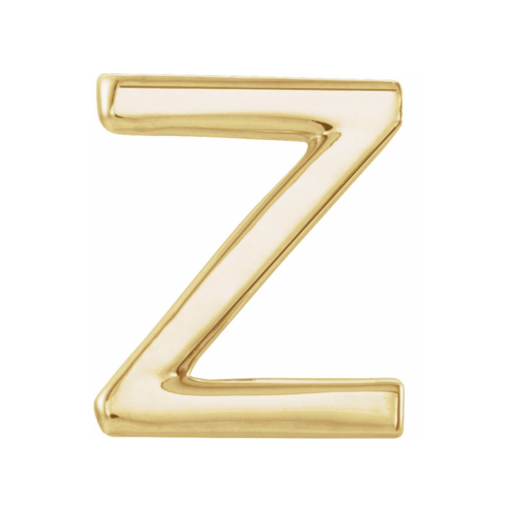 Single, 14k Yellow Gold Initial A-Z Post Earring, 8mm