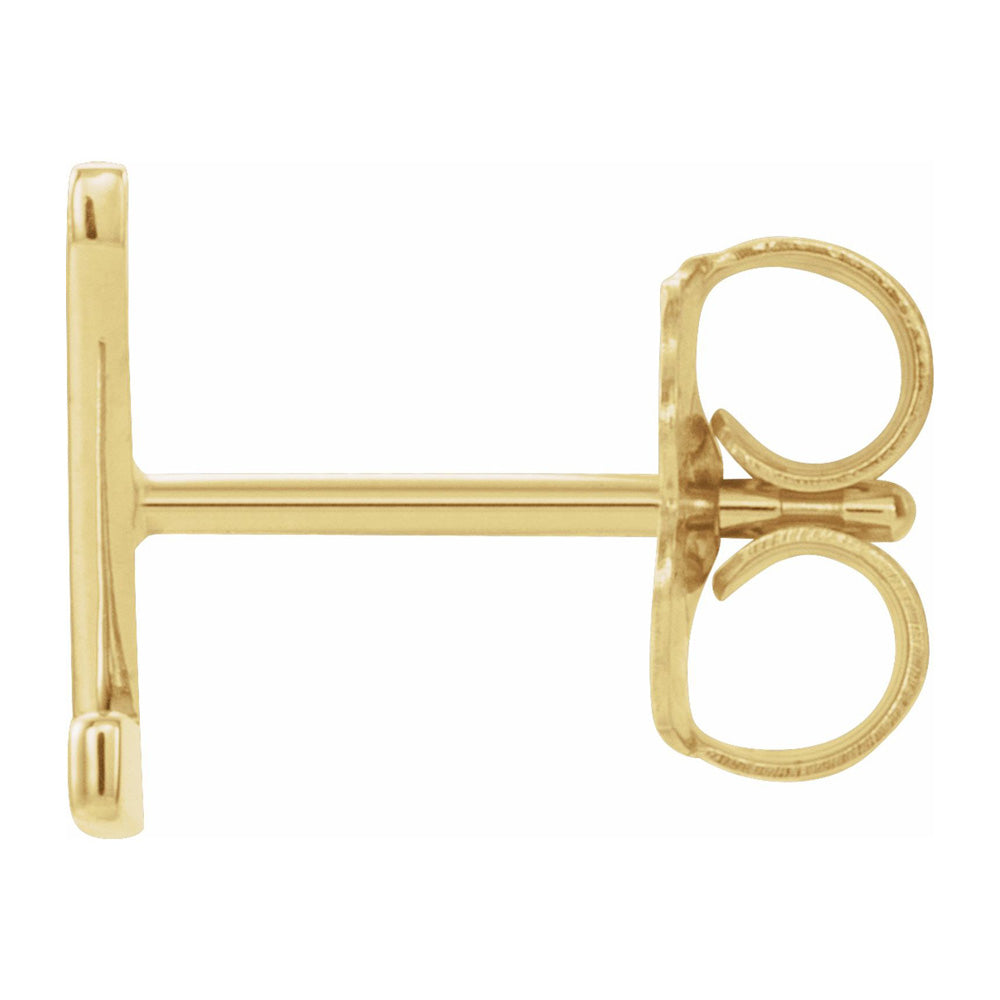Single, 14k Yellow Gold Initial A-Z Post Earring, 8mm