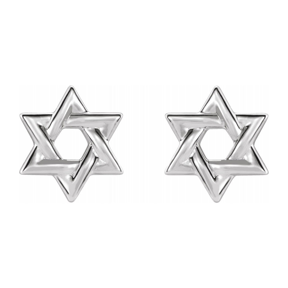 Sterling Silver Star of David Post Earrings, 9.5mm