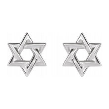 Sterling Silver Star of David Post Earrings, 9.5mm