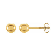 14K Yellow Gold Hollow Ball Screw Back Stud Earrings, 3mm to 6mm